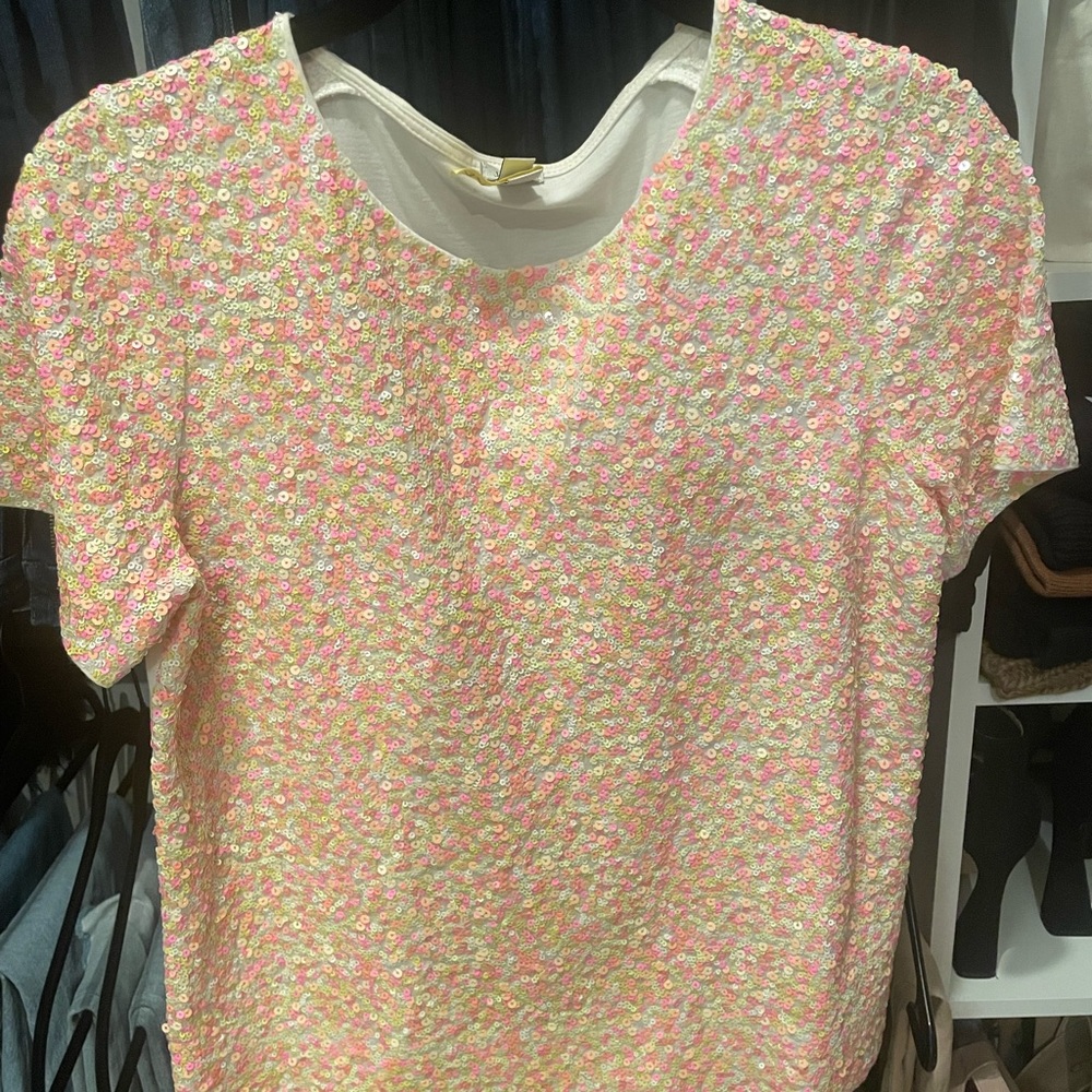 Fun J Crew sequin top tee x small